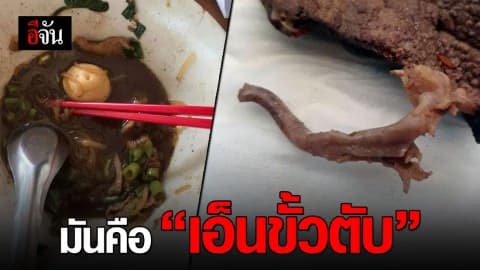 สิ่งแปลกปลอมในก๋วยเตี๋ยวคือ “เอ็นขั้วตับหมู”