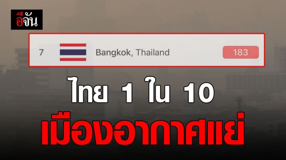 ค่าฝุ่น PM2.5 เพิ่ม ทำกรุงเทพฯ อากาศแย่อันดับ 7 ของโลก