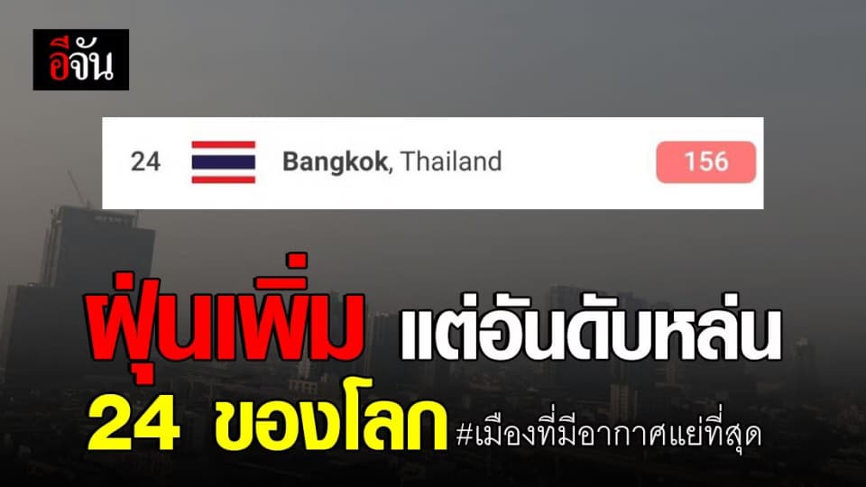 ค่า PM 2.5 กรุงเทพฯเพิ่มขึ้น แต่อันดับโลกลดลง