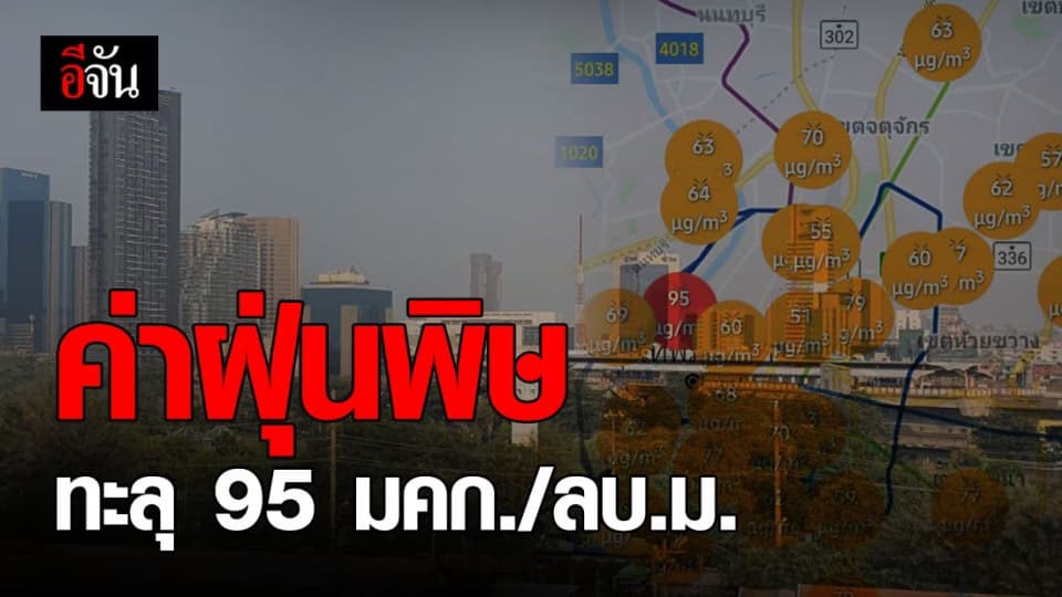 ค่าฝุ่น PM 2.5 พุ่ง เขตพระนครทะลุ 95 ส่งผลกระทบต่อสุขภาพ