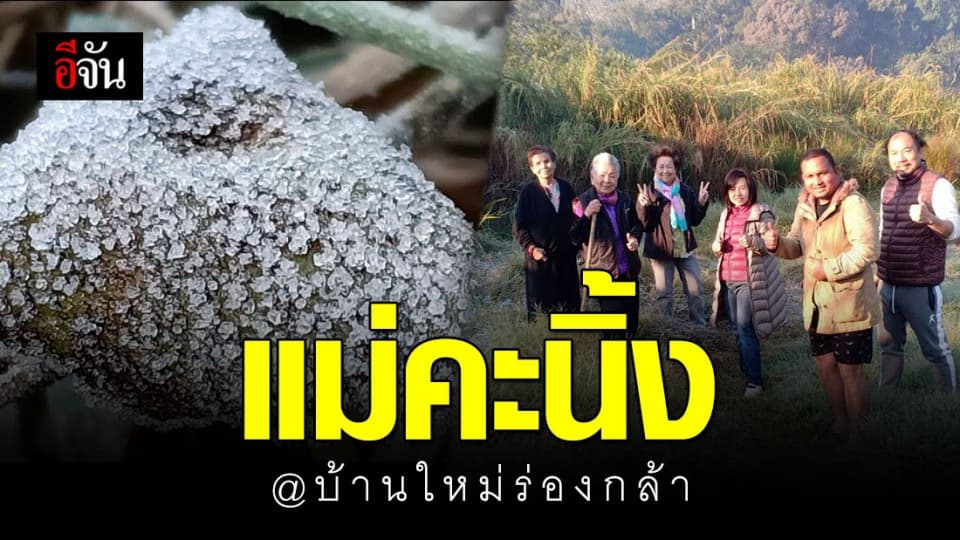 บ้านใหม่ร่องกล้าหนาวจัด -1 องศา แม่คะนิ้งเกาะเต็มยอดหญ้า