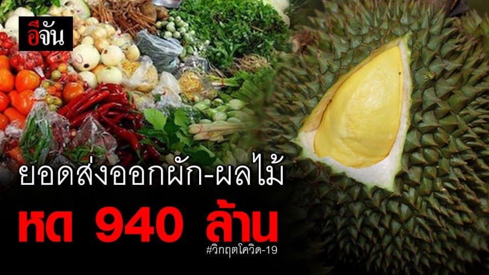ผักผลไม้ไทยส่งออก ยอดหด โดนผลกระทบโควิด 19 กษ.คาด 3 ม.ค.-มี.ค. ขาดทุน 940 ล้านบาท