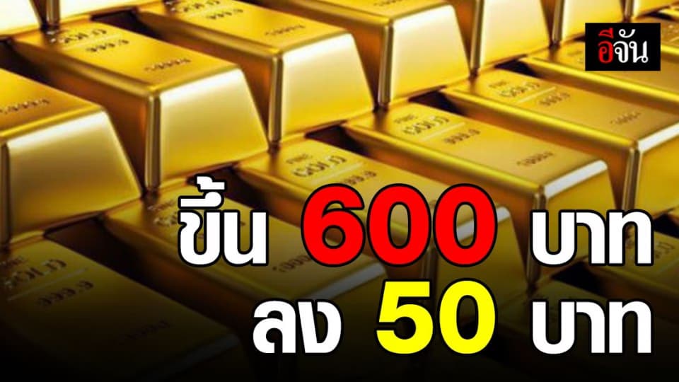 ราคาทองปรับขึ้น 600 บาท ก่อนปรับลง 50 บาท