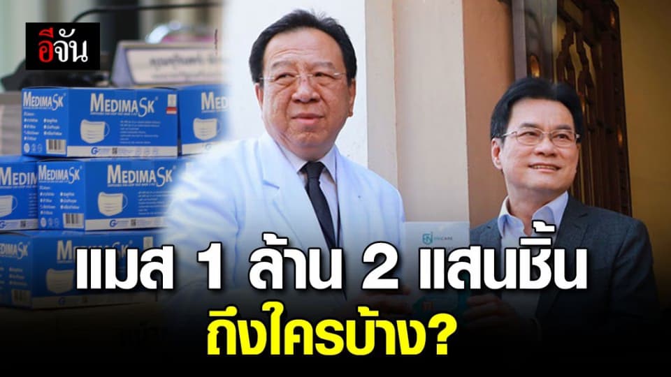 รายงานการกระจายหน้ากากอนามัย 1 ล้าน 2 แสนชิ้น ให้หน่วยงาน