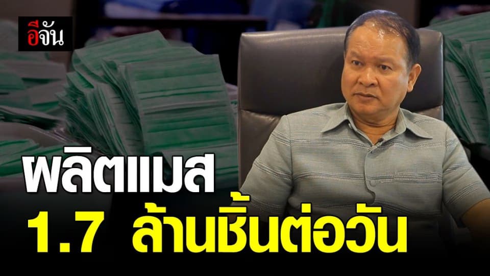 ข่าวดี! ไทยผลิตแมสได้ 1.7 ล้านชิ้นต่อวัน เร่งกระจายบุคลากรทางการแพทย์
