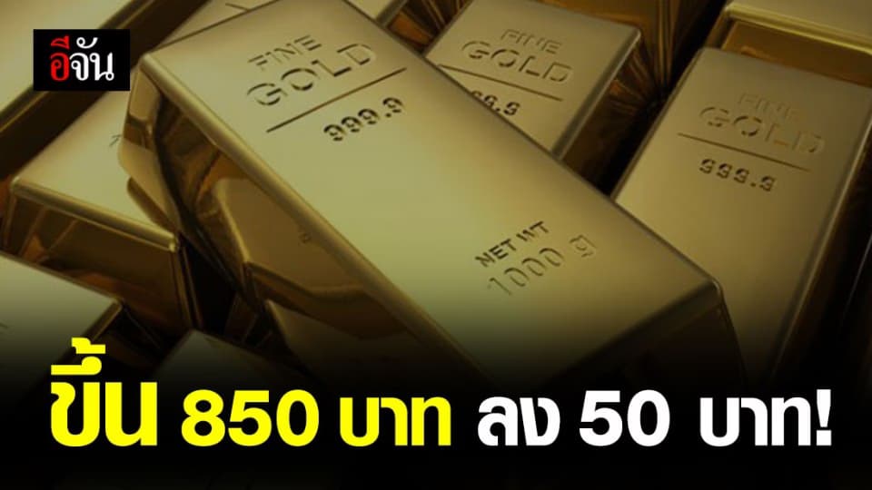 ราคาทองผันผวนปรับลง 50 บาท ก่อนปรับขึ้น 850 บาท