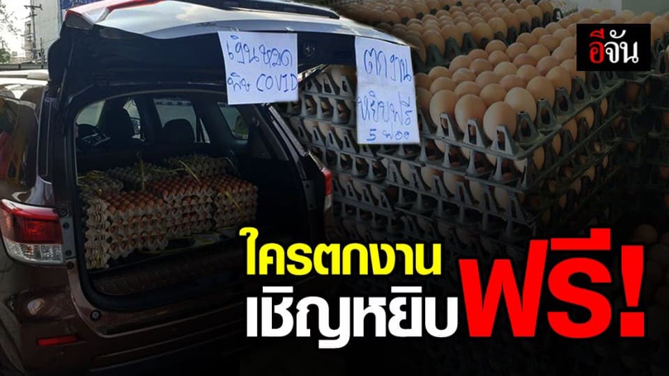 หนุ่มอุดรฯ เหมาไข่ไก่หลายพันฟอง แจกคนตกงาน