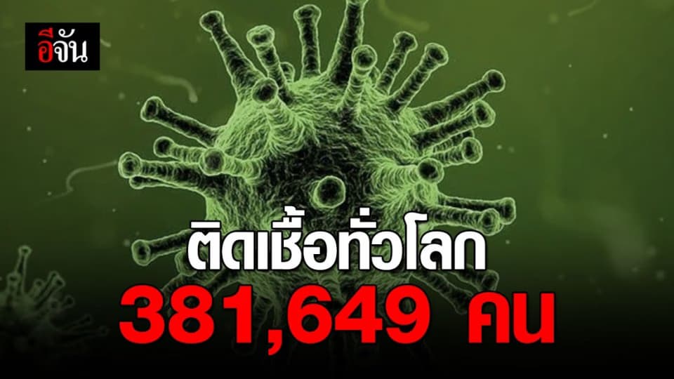 อัพเดตแบบเรียลไทม์ คนติดเชื้อโควิด-19 ทั่วโลก 381,649 คน ตายกว่า 16,558 ราย
