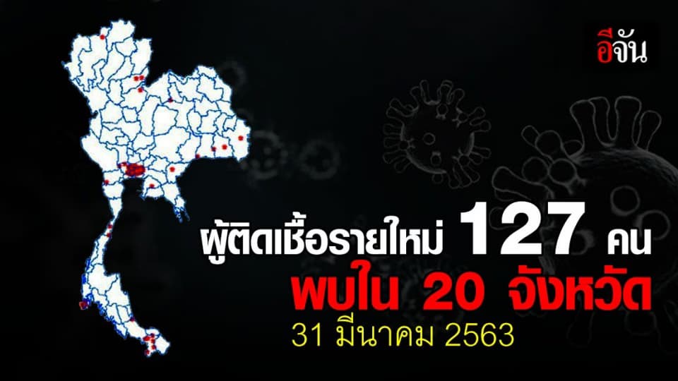 ผู้ติดเชื้อรายใหม่ 127 ราย กระจายใน 20 จังหวัด