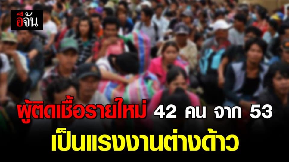 ศบค.เเถลง ไทยพบผู้ติดเชื้อเพิ่ม 53 ราย 42 คนเป็นแรงงานต่างด้าว
