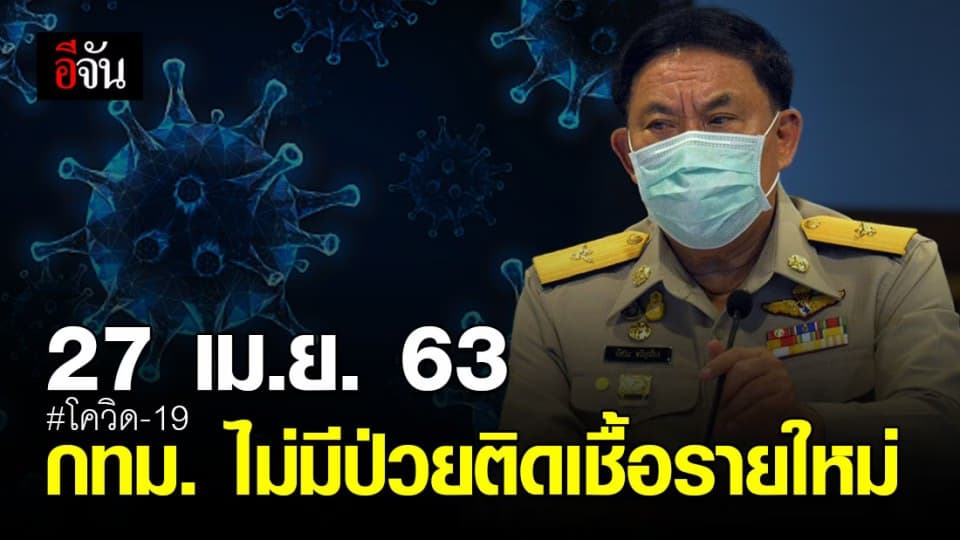 ใกล้ความจริงแล้ว 27 เม.ย. 63 กทม. ไม่มีป่วยติดเชื้อรายใหม่-ไม่มีผู้เสียชีวิต