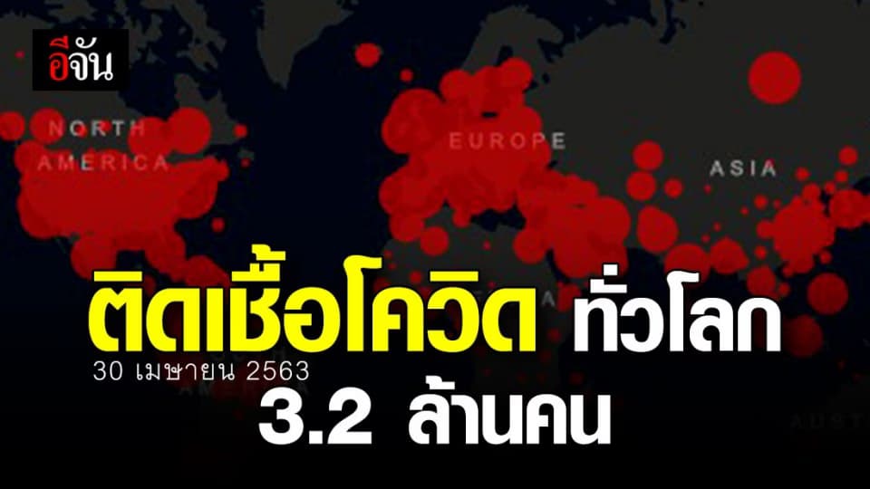 วันเดียวพบผู้ติดเชื้อโควิด-19 ทั่วโลกกว่า 81,678 คน ยอดสะสมรวม 3,219,424 คน