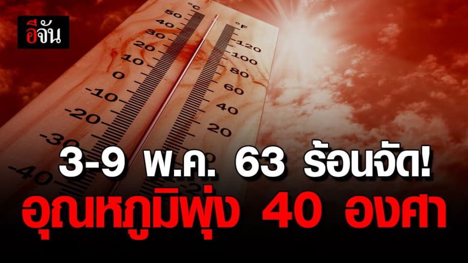 อากาศหรือเตาผิง? 3-9 พ.ค. 63 ประเทศไทยร้อนจัด อุณหภูมิสูงสุด 40 องศา