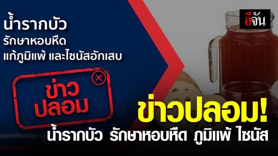 ศูนย์ต่อต้านข่าวปลอม เผยอย่าหลงเชื่อ น้ำรากบัว รักษาโรคไม่ได้