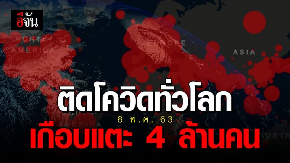 ยอดผู้ติดเชื้อโควิดทั่วโลกเกือบแตะ 4 ล้านคน เสียชีวิตรวม 2.7 แสนคน