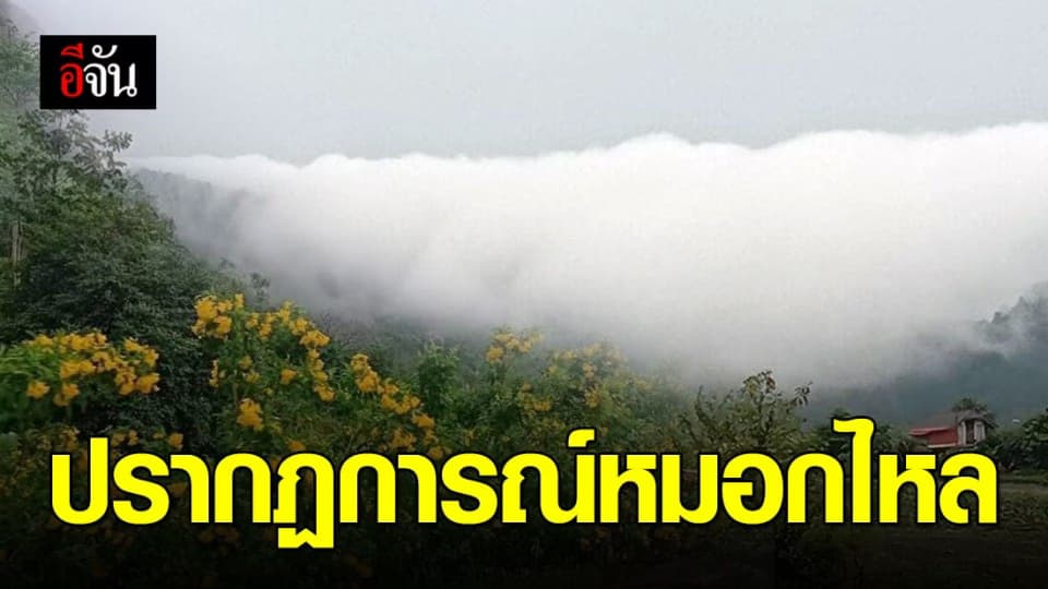 สวยจริง! “หมอกไหล” เกิดหลังพายุฤดูร้อน ยกตัวสูงเท่าภูเขาไหลลงราวกับน้ำตก