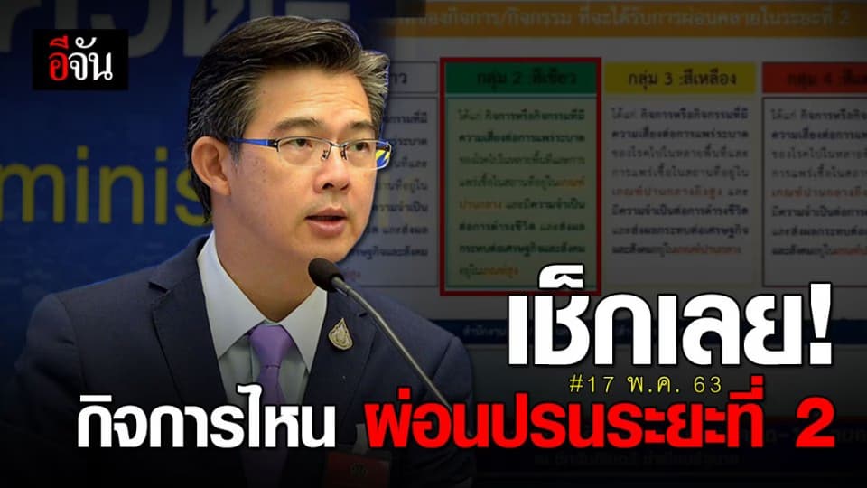 ศบค.แจง 3 กลุ่มกิจกรรม-กิจการ เตรียมผ่อนปรนในมาตรการคลายล็อกระยะที่  2