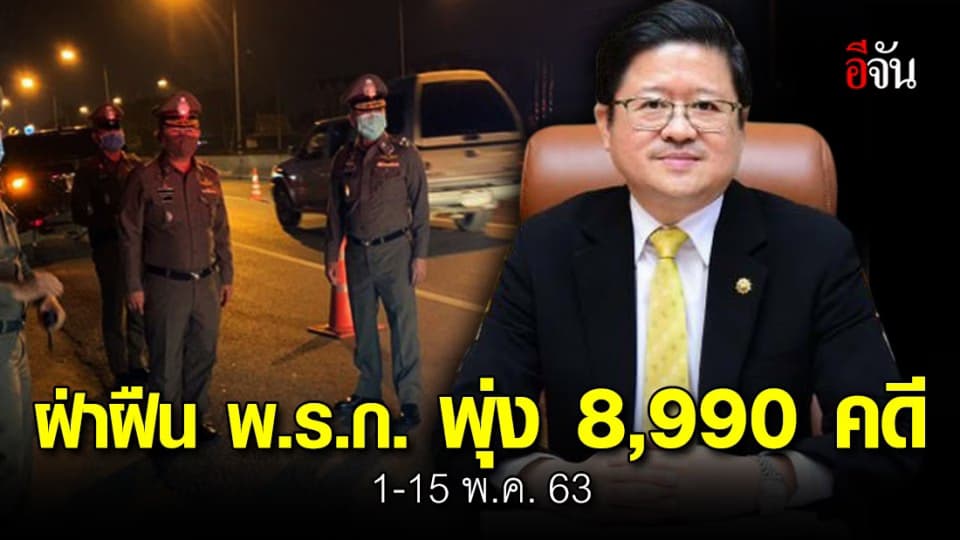 เผยตัวเลขฝ่าฝืน พ.ร.ก.ฉุกเฉิน 1-15 พ.ค. จำนวนคดีที่เข้าสู่การพิจารณากว่า 8,990 คดี