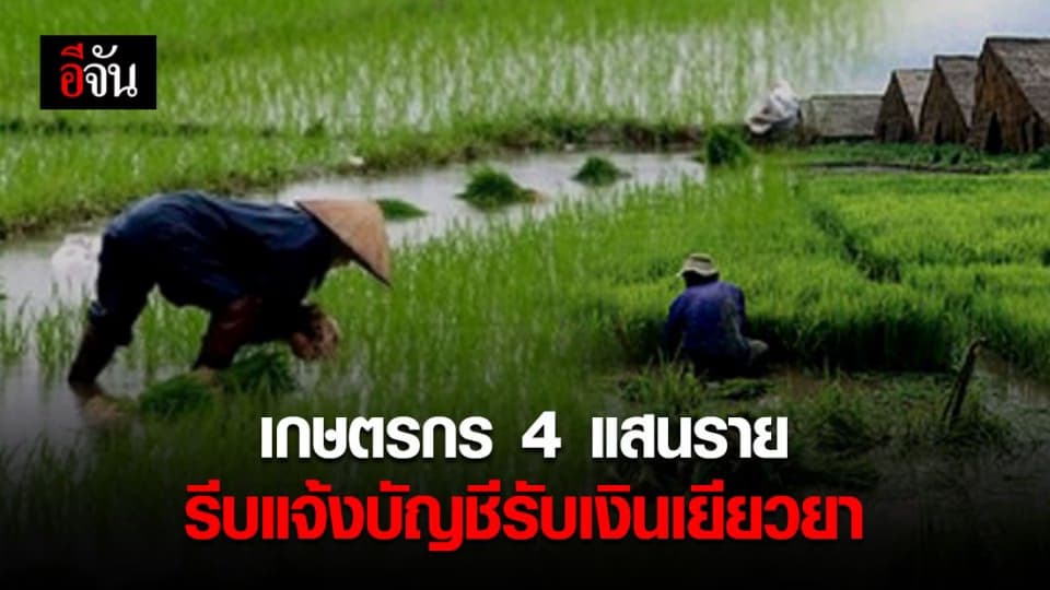 ธ.ก.ส.แจ้งเกษตรกร 4 แสนราย รีบแจ้งเลขบัญชีเพื่อรับเงินเยียวยาล็อตใหม่