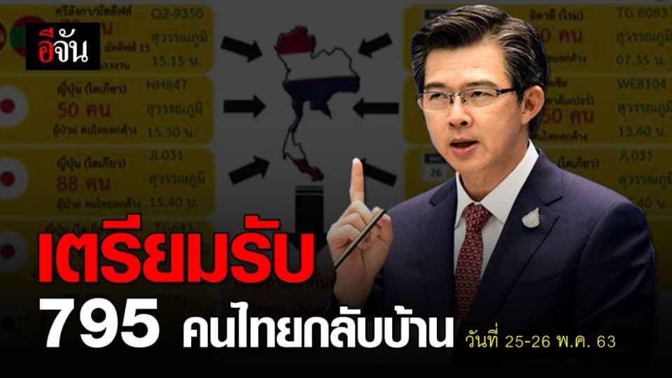 คนไทยในต่างประเทศ ทยอยเดินทางกลับไทยช่วงวันที่ 25-26 พ.ค. 63