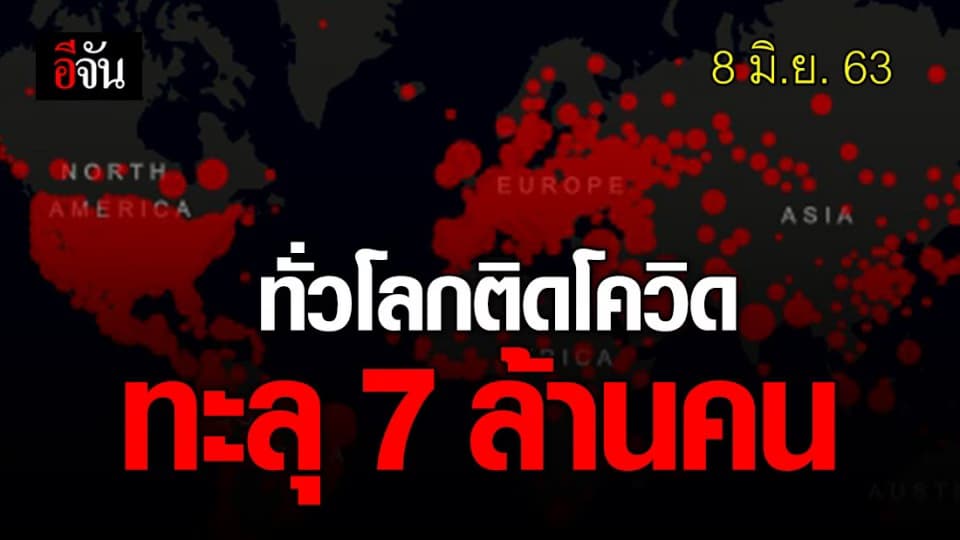 ติดเชื้อทั่วโลกยอดสะสม 7 ล้านคน ตายแล้วกว่า 4 แสนคนแล้ว