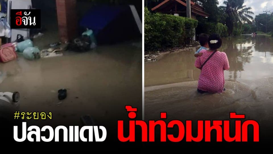ฝนถล่ม น้ำท่วม จ.ระยอง อ.ปลวกแดง บางจุดน้ำท่วมสูงกว่า 1 เมตร