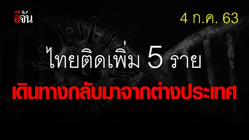 ไทยติดเชื้อโควิด 19 เพิ่ม 5 ราย เป็นคนไทยกลับมาจากต่างประเทศ