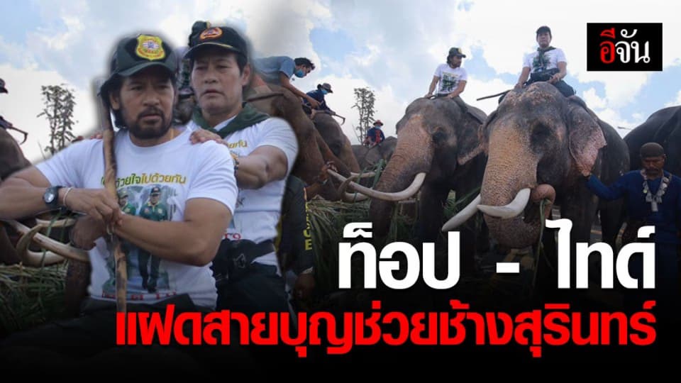 แฝดสายบุญ ท็อป-ไทด์ มอบเงินช่วยช้างตกงานเชือกละ 5 พันบาท