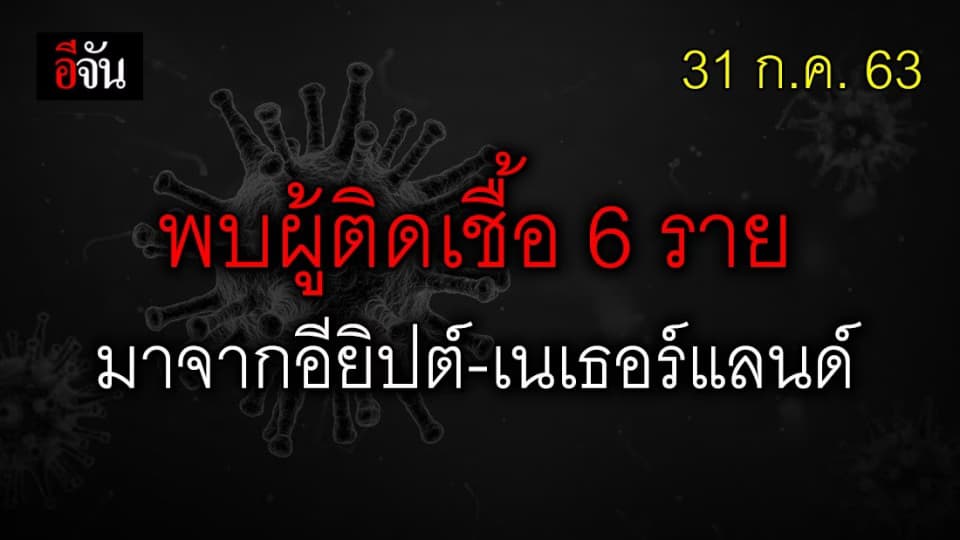 ไทยพบผู้ติดเชื้อ 6 ราย อยู่ใน State Quarantine กลับมาจากต่างประเทศ