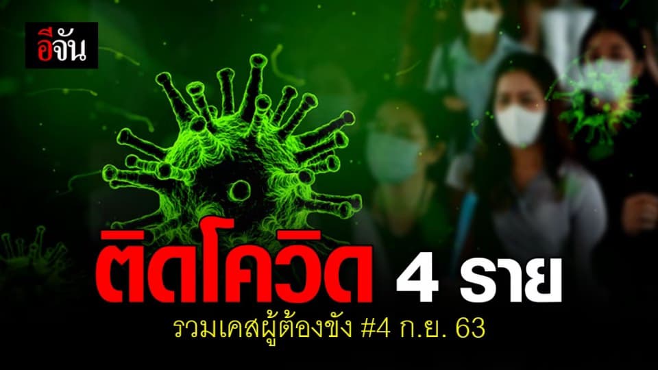 4 ก.ย. 63 พบผู้ติดเชื้อโควิด-19 ในประเทศ 1 ราย จากต่างประเทศ 3 ราย