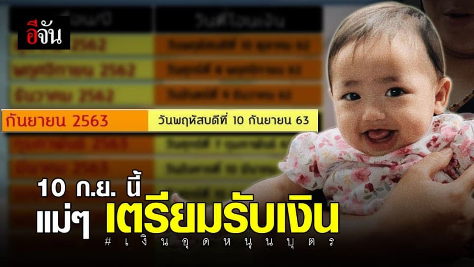 วันที่ 10 ก.ย.นี้ เตรียมรับเงินอุดหนุนเด็กแรกเกิด 600 บาท