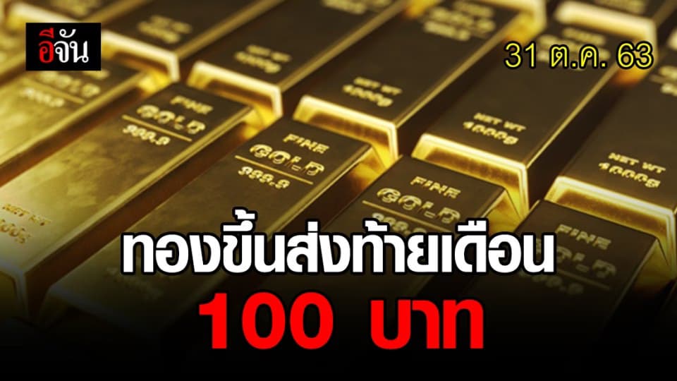 ราคาทอง ปรับขึ้น 100 บาท ส่งท้ายเดือน!