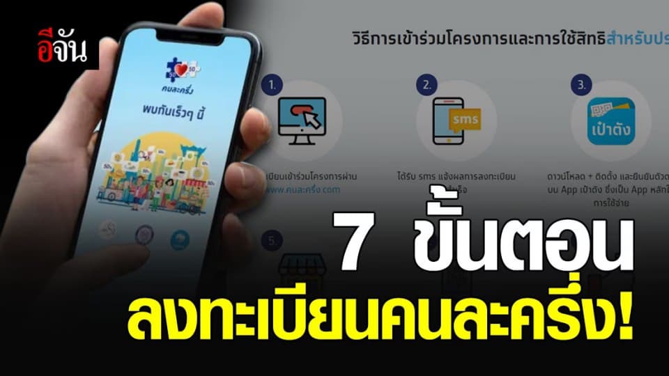 บอกละเอียดยิบ 7 ขั้นตอน ลงทะเบียน คนละครึ่ง เก็บตก 2.3 ล้านคน