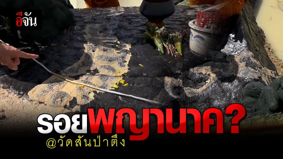 พระ พบ รอยเลื้อยปริศนา? คล้าย รอยพญานาค โผล่ ชาวบ้านฮือฮาแห่ชม