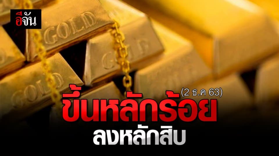 ราคาทองวันนี้ 2 ธ.ค 63 ปรับราคา 2 รอบ ขึ้นหลักร้อย ลงลงหลักสิบ