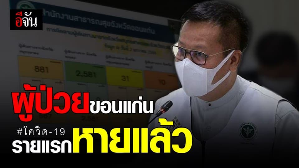 สาธารณสุข ขอนแก่น ยืนยัน ผู้ป่วยโควิด รายแรก ระลอกใหม่ หายแล้ว