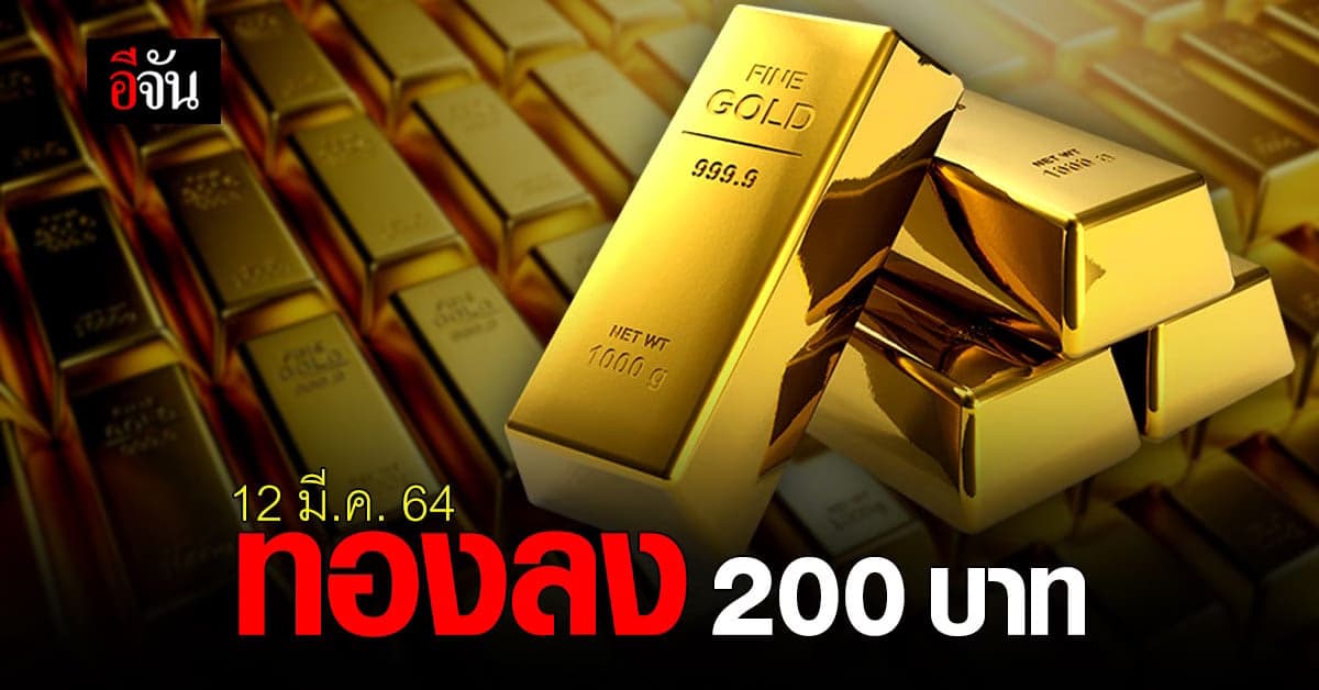 เช็กด่วน! ราคาทองวันนี้ (12 มี.ค. 64) เปิดตลาด ปรับลง 200 บาท
