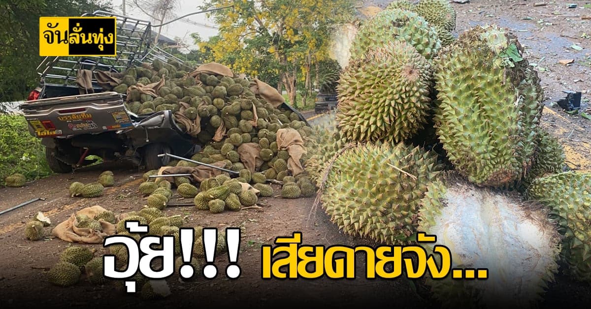 เสียดายจัง… รถทุเรียนยางระเบิด ทุเรียน เสียหายหลายแสน