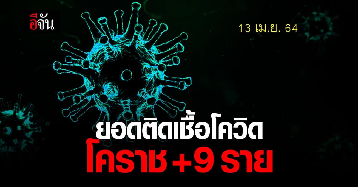 ศูนย์โควิด 19 โคราช ยืนยันข้อมูล 13 เม.ย. 64 โคราชติดโควิดเพิ่ม 9 ราย