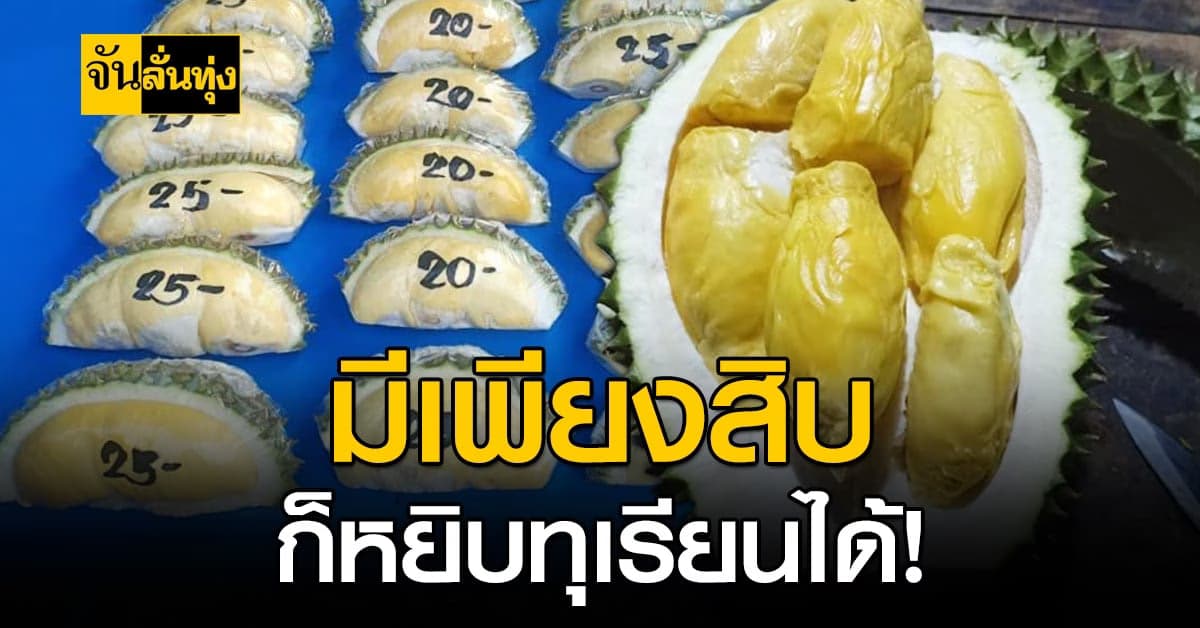 พ่อค้า ทุเรียน โคราชจัดให้ ใคร ๆ ก็กินทุเรียนได้ จ่ายเพียงสิบ หยิบทุเรียนไปกินเลย