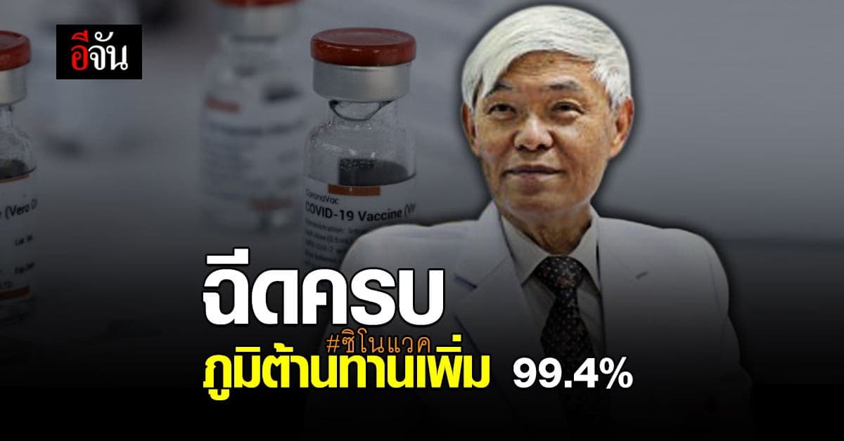 หมอยง เผย ฉีดวัคซีน ซิโนแวค ครบ 2 เข็ม ภูมิต้านทาน สูงถึง 99.4%