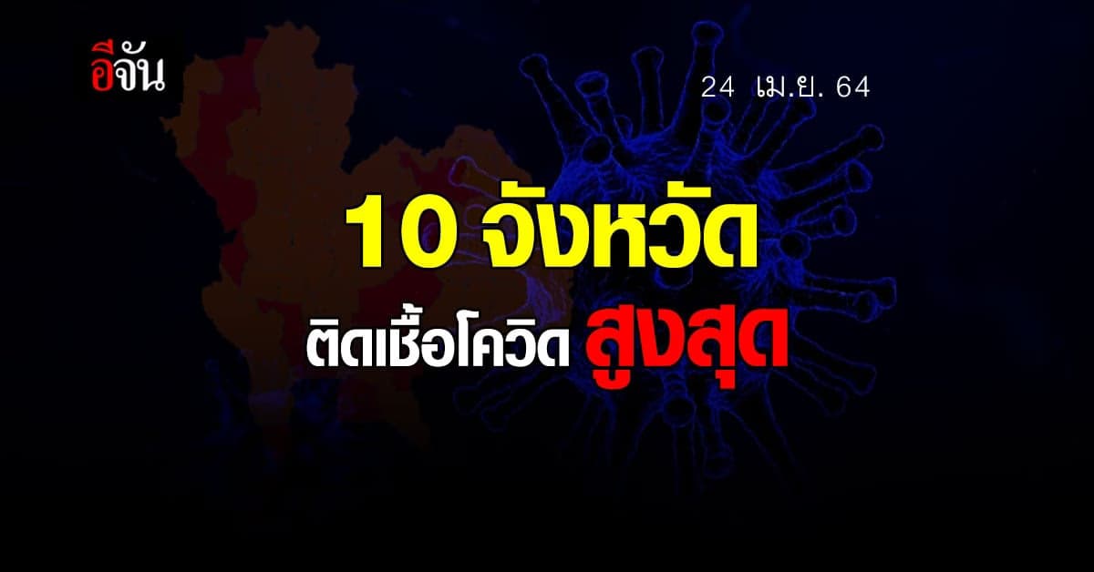 ศบค. เปิด 10 จังหวัด ติดเชื้อโควิด สูงสุด วันนี้ (24 เม.ย. 2564)