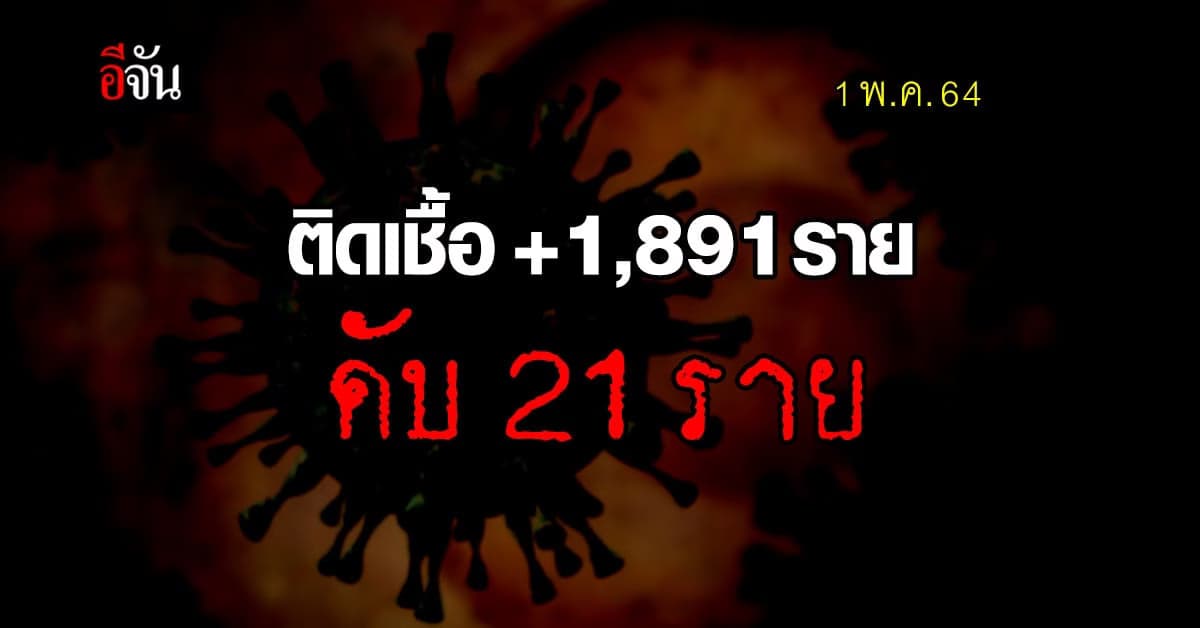 ไทยติดโควิดเพิ่ม  1,891 ราย เสียชีวิต 21 ราย