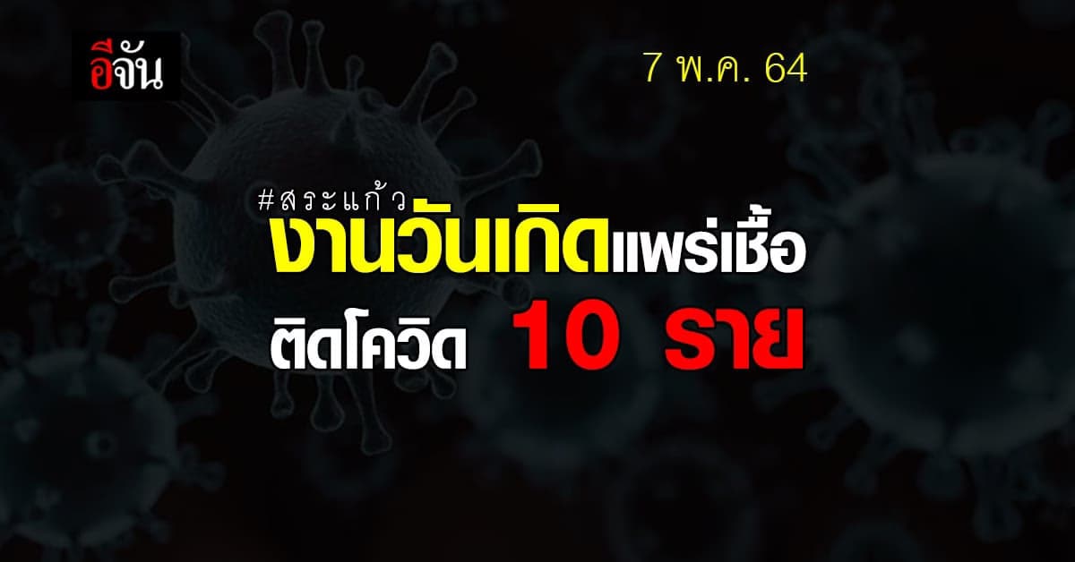 จ.สระแก้ว พบผู้ติดเชื้อเพิ่ม 10 ราย จากงานเลี้ยงวันเกิดช่วงสงกรานต์