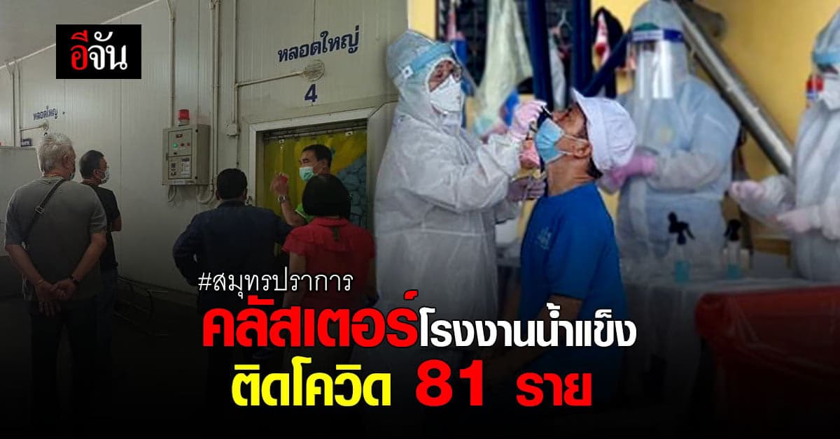 คลัสเตอร์โรงงานผลิตน้ำแข็ง ย่านบางพลี ติดเชื้อโควิด 81 ราย – สธ. สั่งปิดโรงงาน
