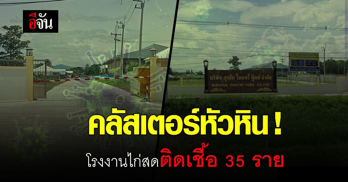 โควิดหัวหินลามโรงงานไก่สด พบคลัสเตอร์ใหม่ ติดเชื้อ 35 ราย