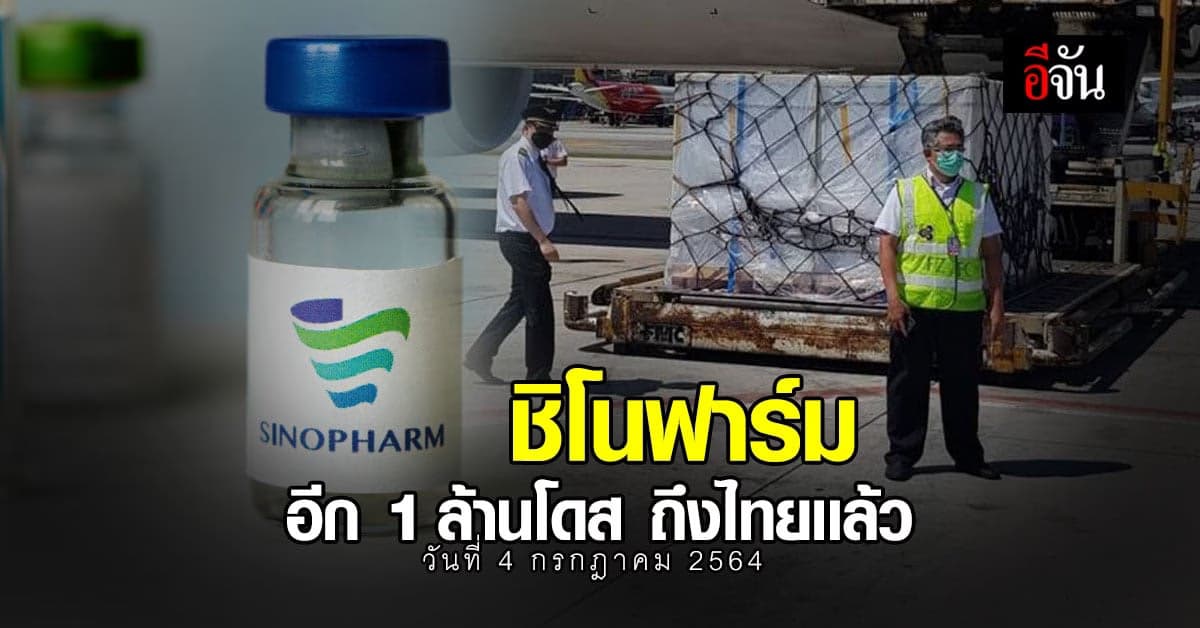 ชิโนฟาร์ม 1 ล้านโดส ถึงไทยเเล้ว หลัง  โรงพยาบาลจุฬาภรณ์ ราชวิทยาลัยจุฬาภรณ์ สั่งนำเข้าล็อต 2