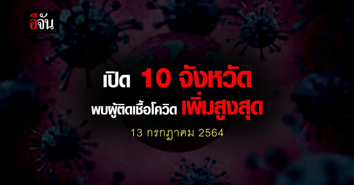 ศบค. เปิด 10 จังหวัด ติดเชื้อโควิด สูงสุด วันนี้ 13 กรกฎาคม 2564