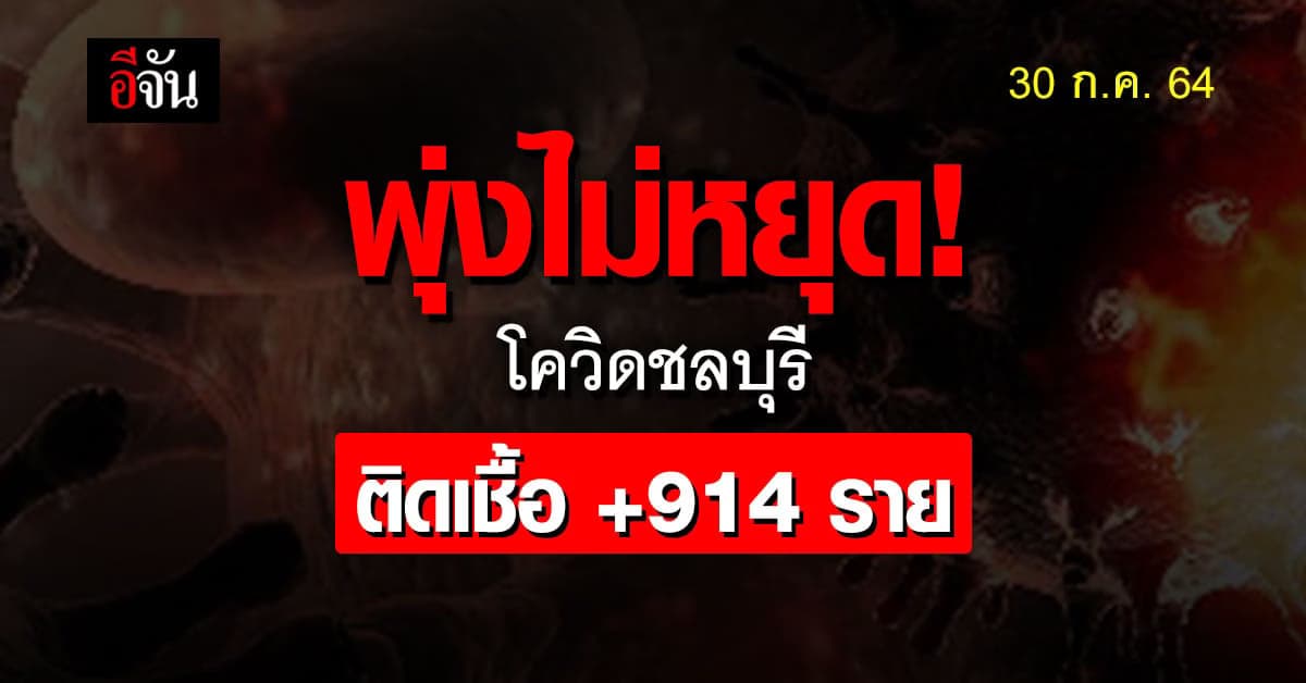 โควิดชลบุรี ยังอ่วม! ติดโควิด รายใหม่พุ่ง 914 ราย