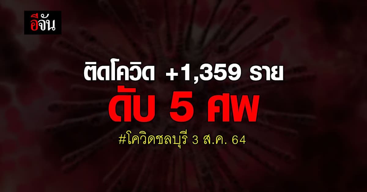 โควิดชลบุรี พุ่งต่อเนื่อง! ติดโควิด +1,359 ราย ดับเพิ่ม 5 ศพ